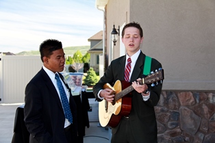 Elders Langbata and Hatch - singing "Nearer My God to Thee"